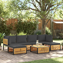 vidaXL Salon de jardin avec coussins 7 pcs bois massif d'acacia 