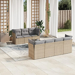 Maison Chic Salon de jardin avec coussins 8 pcs | Ensemble de Table et chaises | Mobilier d'Extérieur beige résine tressée -GKD35321