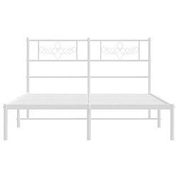 Acheter Maison Chic Lit adulte 150x200cm- Cadre de lit métal avec tête de lit pour chambre blanc -MN33122