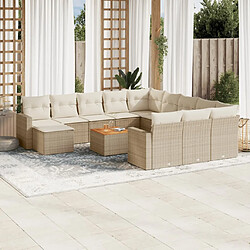 vidaXL Salon de jardin avec coussins 13 pcs beige résine tressée 