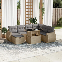 vidaXL Salon de jardin avec coussins 8 pcs beige résine tressée 