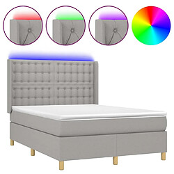 Sommier à lattes et matelas LED,Cadre à lattes de lit pour Adulte Gris clair 140x200 cm Tissu -MN81367