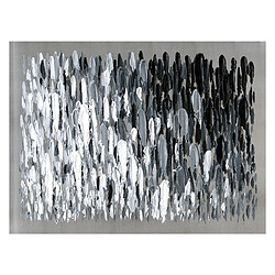 Kuateh Tableau Peinture Abstraite Coups de Pinceau Noir et Blanc 120x90 cm Huile sur Toile en Argent