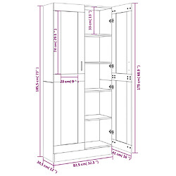 vidaXL Armoire à vitrine Chêne fumé 82,5x30,5x185,5 cm Bois ingénierie pas cher