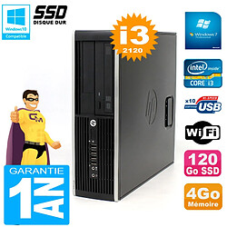 PC HP Compaq 8300 SFF Core I3-2120 RAM 4Go Disque 120 Go SSD Graveur DVD Wifi W7 - Occasion