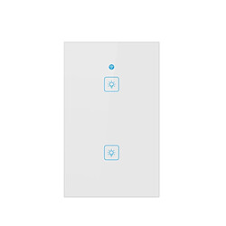 Wewoo WS-US-02 EWeLink APP & Touch Control 2A Commutateur mural intelligent avec panneau en verre trempé, 2 voies, 2 voies, CA 90V-250V, Prise américaine