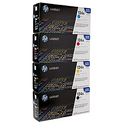 HP 124A Lot de 4 Toners laser d'origine Couleurs Assorties 