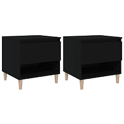 Maison Chic Lot de 2 Tables de chevet,Table de nuit,Table d'appoint pour salon Noir 50x46x50 cm Bois d’ingénierie -MN80414