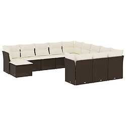 Maison Chic Salon de jardin avec coussins 12 pcs, Ensemble Tables et chaises de jardin, marron résine tressée -GKD547326