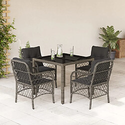 Maison Chic Ensemble à manger d'extérieur 5 pcs avec coussins,Salon de jardin gris résine tressée -GKD141057