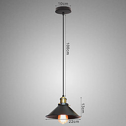 Stoex Lampes À Suspension Rétro Plafonnier Industriel Lustre Vintage 220Mm E27 (Noir) Abat-Jour en Métal Pour Loft Restaurant Café Bar pas cher