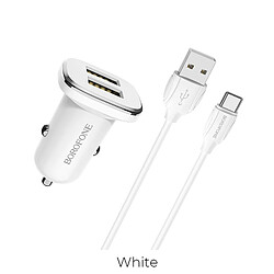 Chargeur de voiture Hoco BZ12 PD 12W Pour USB to Type-C Blanc 