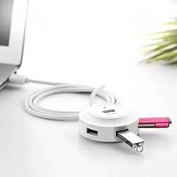 Wewoo Hub USB 2.0 blanc pour Mac, Windows, Linux Systèmes PC / Tablettes, Longueur du câble: 50cm 4 Ports USB 2.0 Splitter