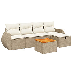 vidaXL Salon de jardin avec coussins 6 pcs beige résine tressée