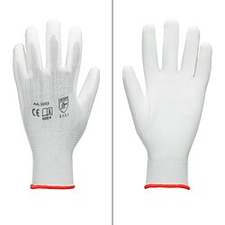 ECD Germany 4 paire de Gants de travail en PU, taille 7-S, couleur blanc, gants de mécanicien en nylon gants de jardin