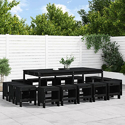 vidaXL Ensemble à manger de jardin 17 pcs noir bois massif de pin