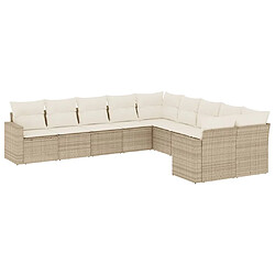 vidaXL Salon de jardin avec coussins 10 pcs beige résine tressée