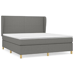 vidaXL Sommier à lattes de lit avec matelas Gris foncé 160x200cm Tissu