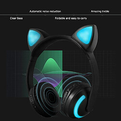 Acheter ZW-19 Sans Fil Bluetooth Casque Lumineux Chat Oreille Écouteurs Stéréo Musique Casque Mains Libres w / Mic Coloré Lumière Réglable