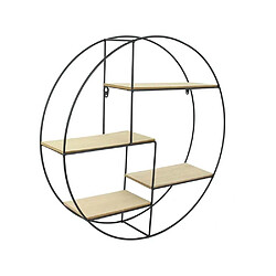 The Home Deco Factory Etagère industrielle ronde en bois et métal 50 cm noir.