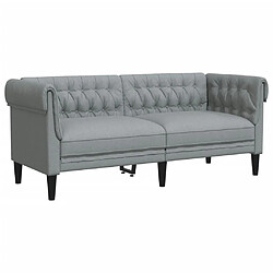 vidaXL Canapé Chesterfield 2 places gris clair tissu