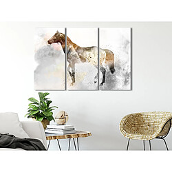 Decoshop26 Tableau toile de décoration murale impression premium en 3 parties sur châssis en bois motif Destrier ardent 120x80 cm 11_0015153