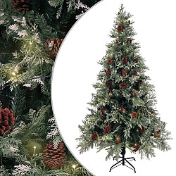 vidaXL Sapin de Noël pré-éclairé pommes de pin vert blanc 195cm PVC PE 