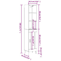 vidaXL Buffet haut Sonoma gris 34,5x34x180 cm Bois d'ingénierie pas cher