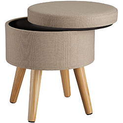 Helloshop26 Tabouret siège pouf avec coffre de rangement table basse beige 08_0000327 