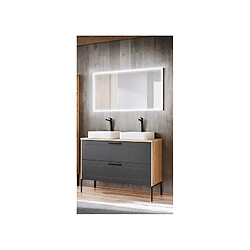 Ac-Deco Ensemble meuble sous-vasque + Vasques à poser + Miroir LED - 120 cm - Madera Grey