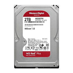 Disque dur Interne - WESTERN DIGITAL - Red Plus - 2To - 3.5 - Dédié NAS - 5400 RPM Class - SATA 6 GB/s (WD20EFPX)