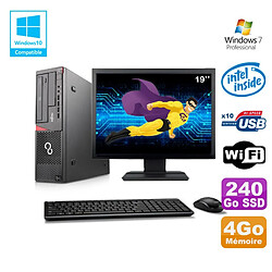 Lot PC Fujitsu E720 E85+ G3220 3GHz 4Go 240Go Graveur WIFI W7 + Ecran 19" - Occasion