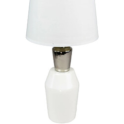 Corep Lampe a poser ceramique tissu blanc et argent Luminaire chevet LED chambre salon