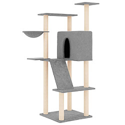 Arbre à chat avec griffoirs,niche pour chat en sisal gris clair 143 cm -MN69789