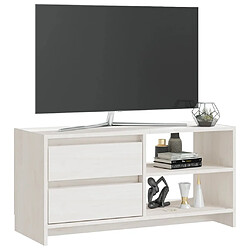 Acheter Maison Chic Meuble TV scandinave - Banc TV pour salon Blanc 80x31x39 cm Bois de pin massif -MN61579