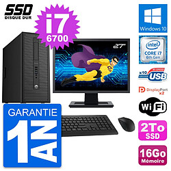 PC Tour HP EliteDesk 800 G2 Ecran 27" i7-6700 RAM 16Go SSD 2To Windows 10 Wifi · Occasion 