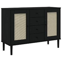 vidaXL Buffet SENJA aspect rotin noir 112x40x80cm bois massif de pin