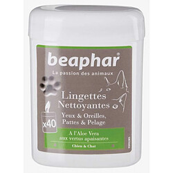 Beaphar Lingettes nettoyantes yeux et oreilles pour chien et chat 40 lingettes