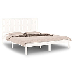 Maison Chic Lit adulte 150x200cm - Cadre de lit,Structure du lit Contemporain pour chambre Blanc Bois massif Très grand -MN11508