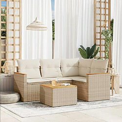 Maison Chic Salon de jardin avec coussins 5 pcs | Ensemble de Table et chaises | Mobilier d'Extérieur beige résine tressée -GKD15911