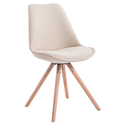 Decoshop26 4 chaises de salle à manger style scandinave en tissu crème pieds rond en bois clair CDS10347