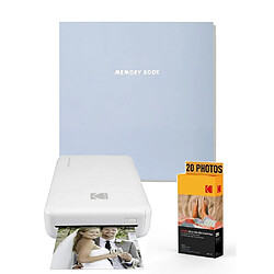 KODAK Pack Imprimante Photo Printer WiFi PM220 Blanc, cartouche MSC20 de 20 photos 5.4x8.6 cm et album photo 32.5x27 cm Kodak Bleu - Compatible iOS et Android - Blanc 