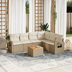 vidaXL Salon de jardin avec coussins 7 pcs beige résine tressée 