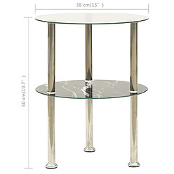 Acheter vidaXL Table d'appoint 2 niveaux Transparent et noir 38cm Verre trempé