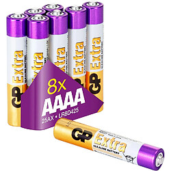 Piles AAAA - Lot de 8 Piles | GP Extra | Batteries alcalines LR8D425 - Utilisation dans stylos numériques, stylets, lumières laser