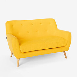 Acheter LE ROI DU RELAX Salon fauteuil canapé 2 places design scandinave en bois et tissu Algot | Couleur: Jaune