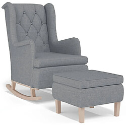 vidaXL Fauteuil avec pieds à bascule et tabouret Gris clair Tissu