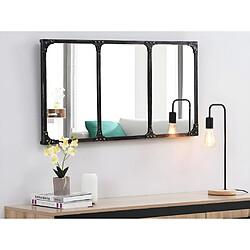 Vente-Unique Miroir fenêtre industriel en fer - L. 100 x H. 51 cm - Noir - MAASTRICHT