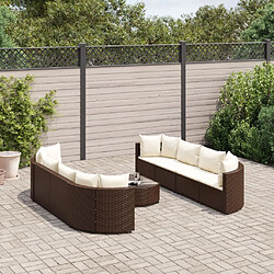 vidaXL Salon de jardin avec coussins 9 pcs marron résine tressée