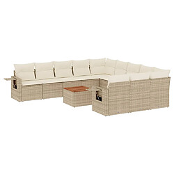 Maison Chic Salon de jardin avec coussins 12 pcs, Ensemble Tables et chaises de jardin, beige résine tressée -GKD886547